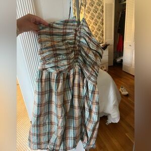 Plaid Ruched Dress